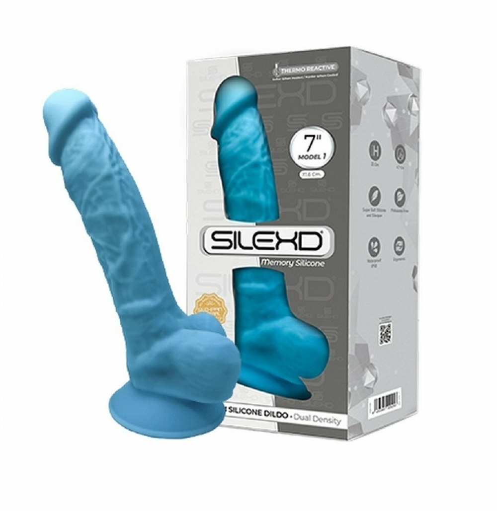 Фаллоимитатор SileXD Model 1 7 на присоске голубой 17,6 см