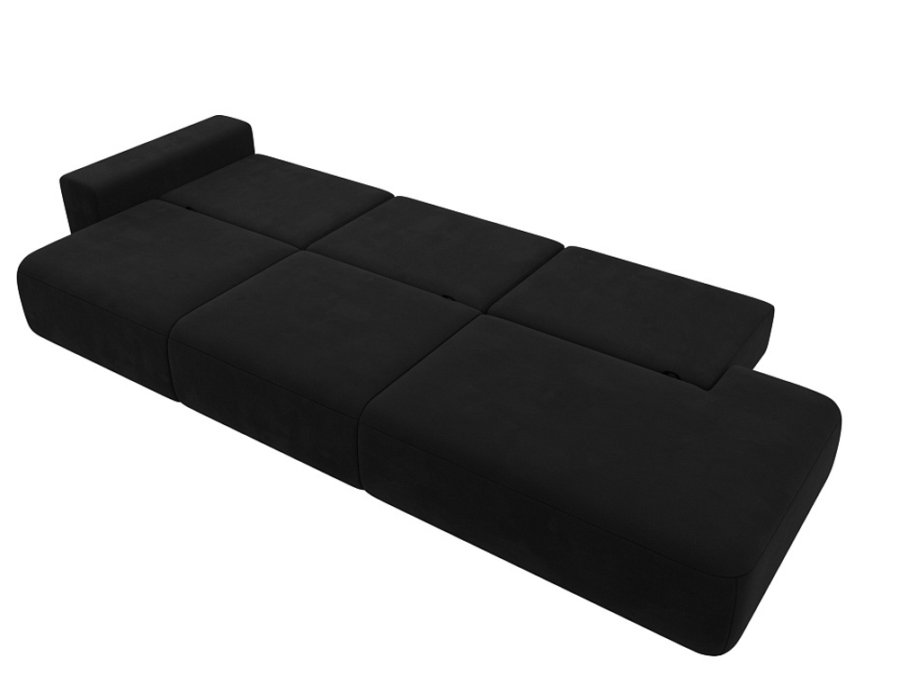 Диван прямой Лига-036 НПБ Модерн Лонг подлокотник слева МИКРОВЕЛЬВЕТ Черный