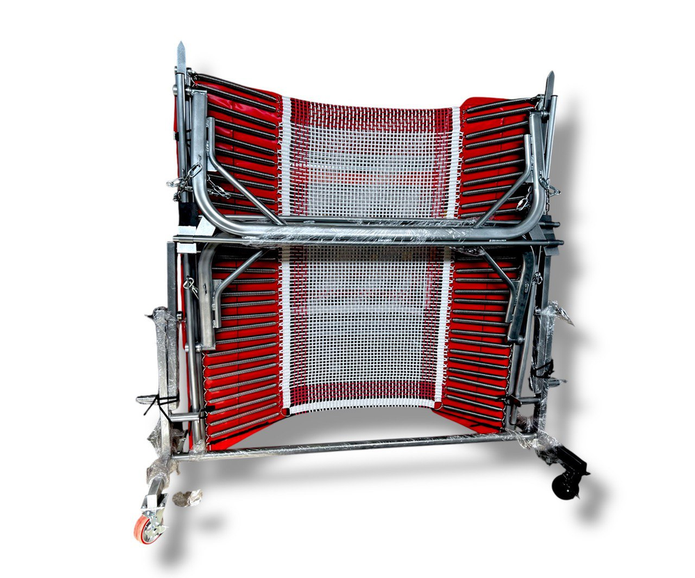 Двойной минитрамп складной - открытая рама (плоскоовальный профиль) - соревновательная прошитая сетка