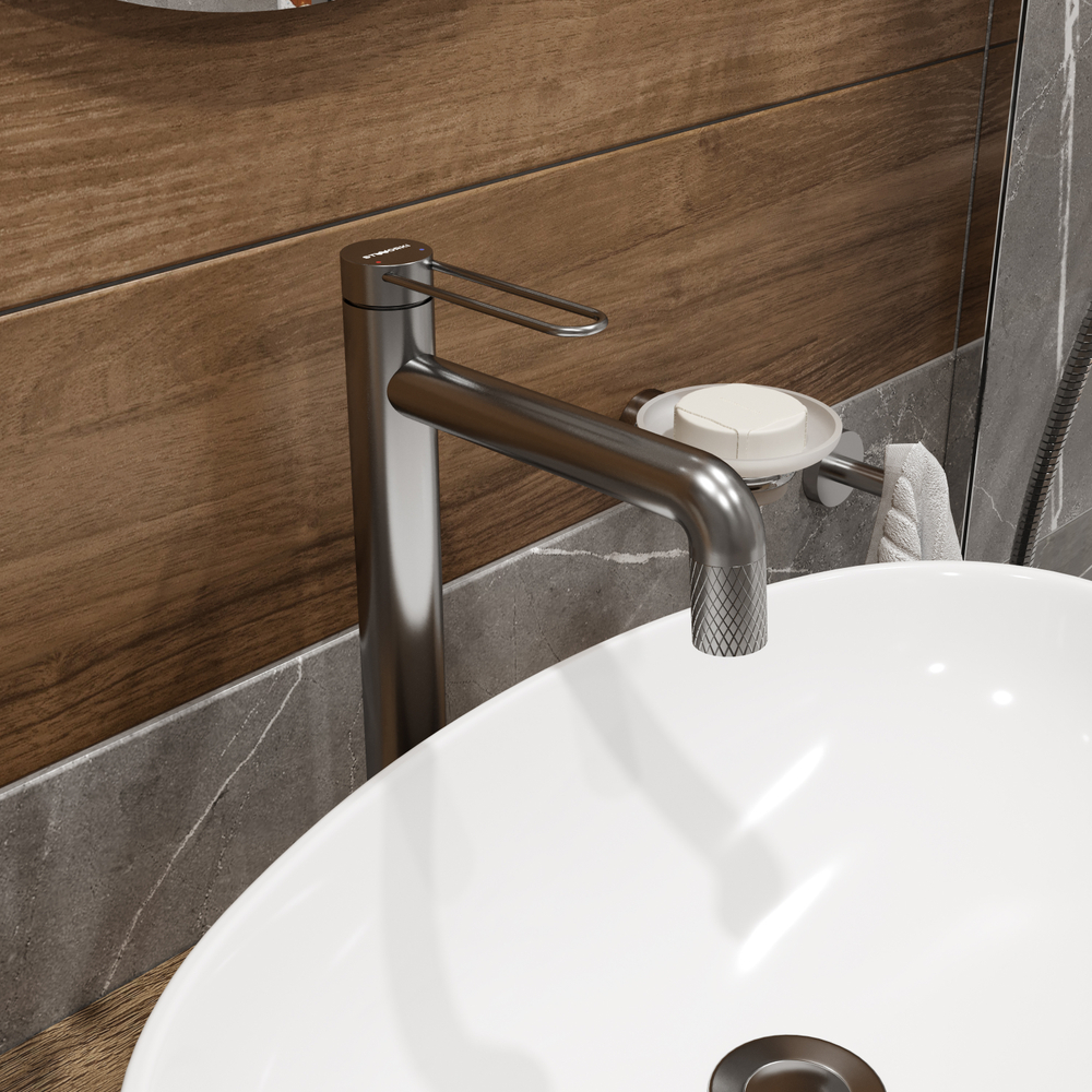 Смеситель для раковины STWORKI Левангер S07020GB вороненая сталь