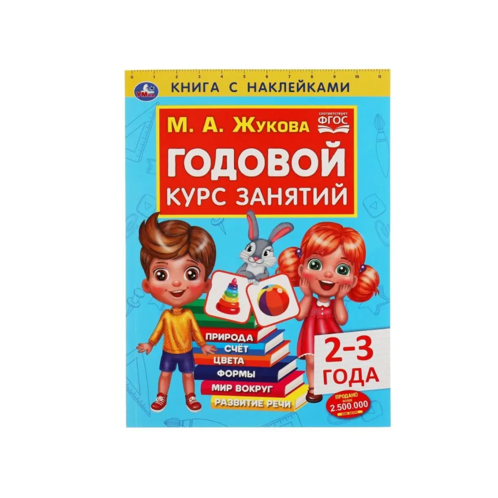 Книга Годовой курс занятий 2-3 года с наклейками 96 стр М.А.Жукова