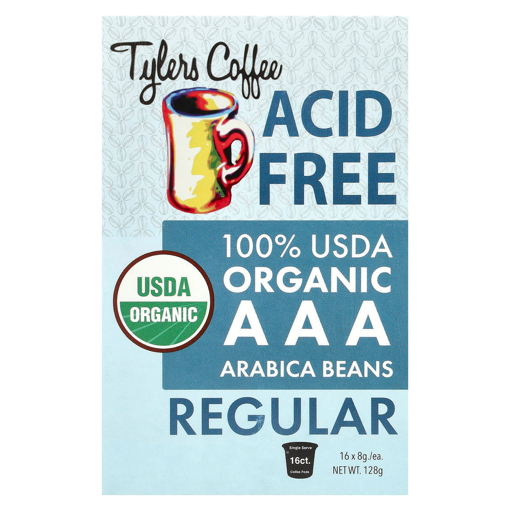 Tylers Coffees, Органический кофе, обычный, без кислоты, 16 капсул (8 г) каждая