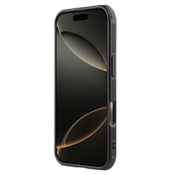 Чехол прозрачный тонированный (Transparent Black) от Nillkin с металлической откидной крышкой для камеры на iPhone 16 Pro, серия CamShield Prop Case