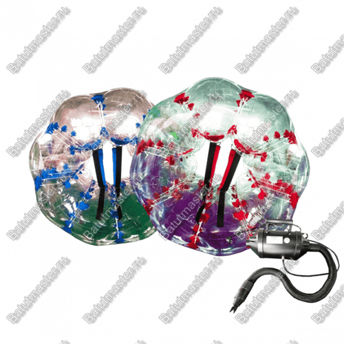 Бизнес-набор: Бамперболы, диаметр 1,5 м, ПВХ (10 шт), насос (1 шт) с цветными держателями