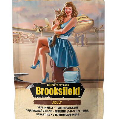 Brooksfield консервы с телятиной в желе (пакетик) 85 г - для кошек - Adult Veal in Jelly
