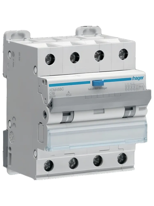 Hager Дифавтомат ADM466C 6kA C16 30mA тип A 4P