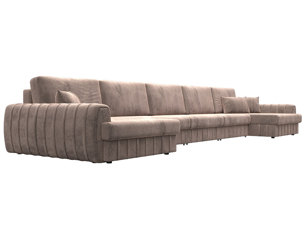 Диван П-образный Лига-057 НПБ МегаЛонг, TOWER 05 бежевый, Велюр, 129362