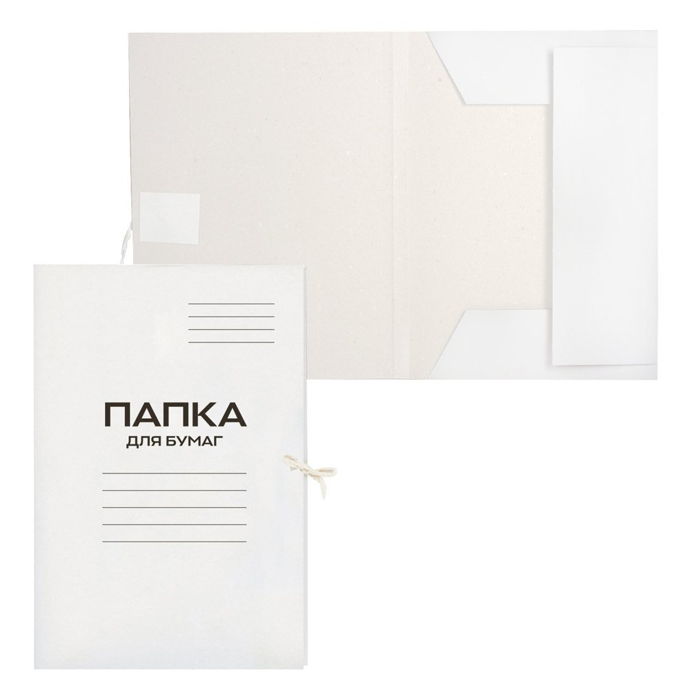 Папка с завязками Workmate А4, 280 г/м2, белая, мелованный картон