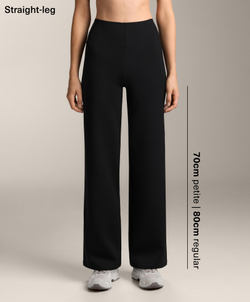 OYSHO Брюки прямого кроя с эффектом неопрена, черный