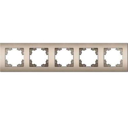 Рамка пятиместная горизонтальная "UNIVersal" серия "Афина" шампань (еврослот) (HU2330)