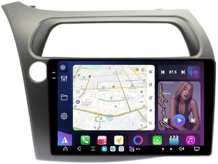 Магнитола для Honda Civic 8 хэтчбэк 2006-2011 левый руль - FarCar GX3233M монитор 9.5" 2K QLED на Android 14, TS20, 6+128Гб, CarPlay, 4G SIM-слот