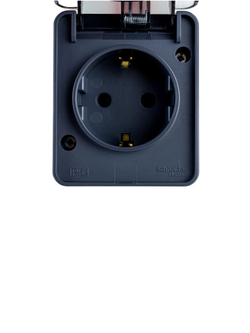 AtlasDesign PROFI IP54 О/У розетка с заземлением со шторками 16А 250В, ATN544045 антрацит