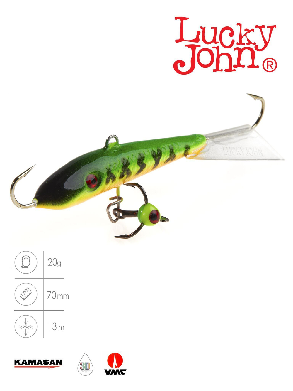 Балансир Lucky John FIN 3 с тройником 40мм/20 блистер