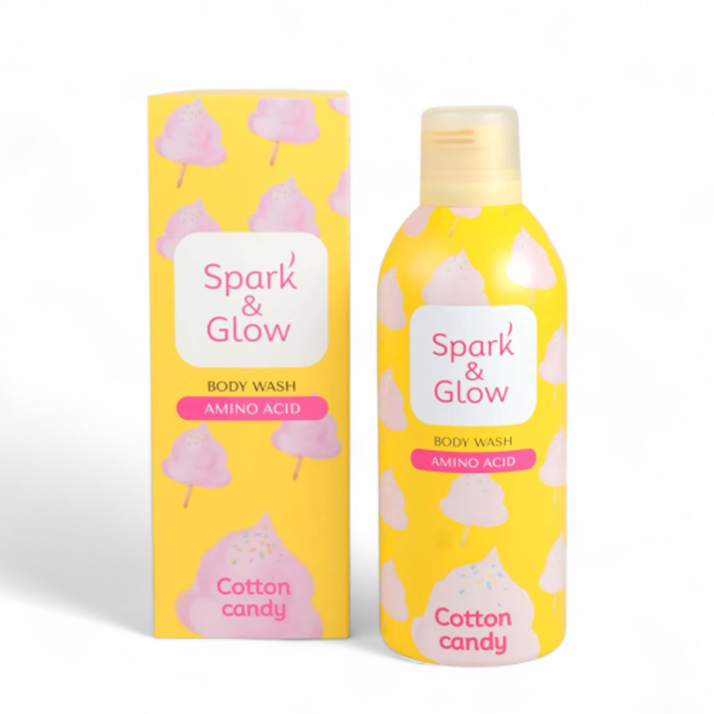Гель-мусс для душа с аминокислотами и ароматом сахарной ваты 350 мл Spark&Glow Cotton Candy Body Wash