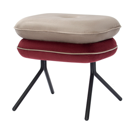 Пуф Bergenson Bjorn Pea, велюр, бежевый/бордовый