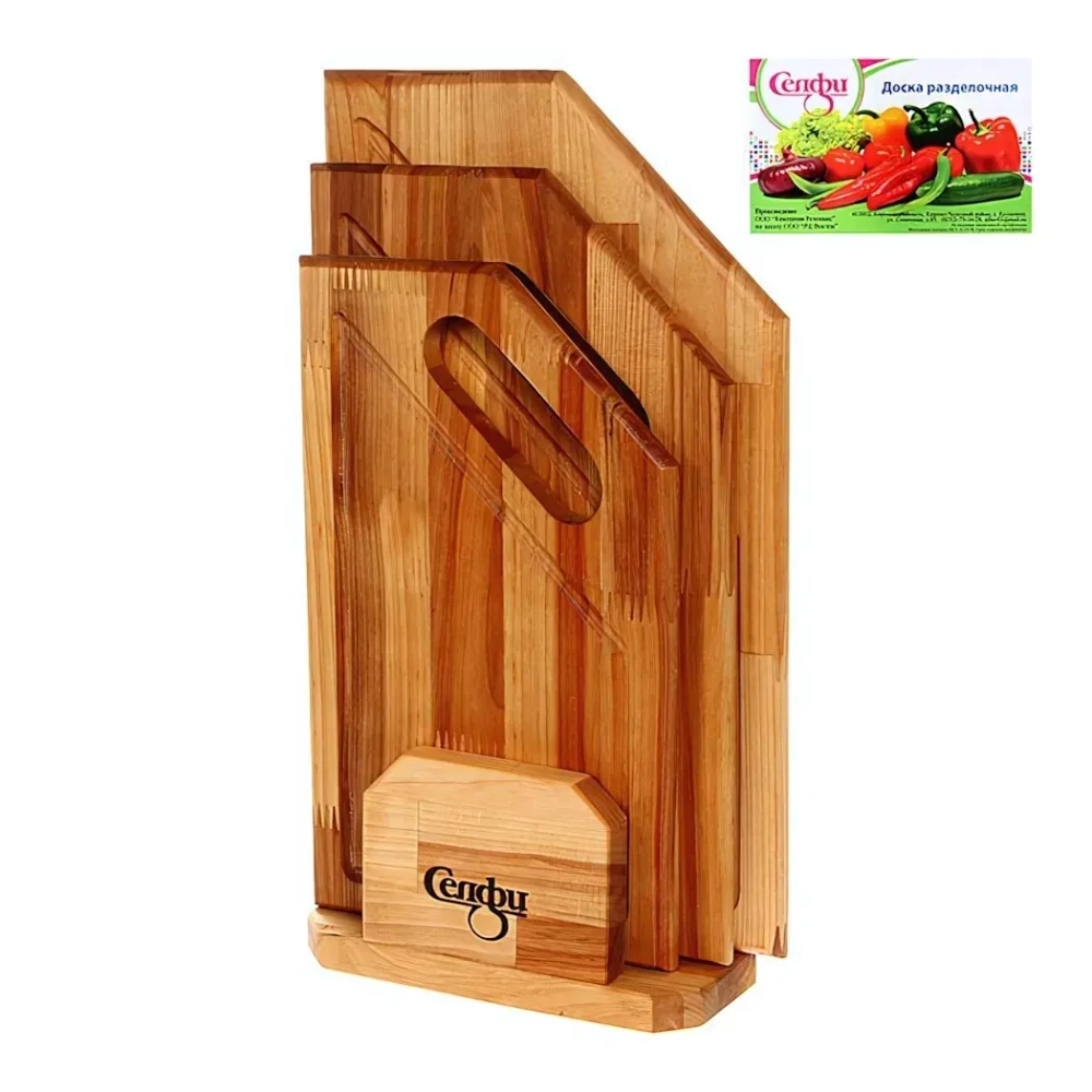 Набор разделочных досок «Угловая ручка» в кассете 38*22*1,8см, 34*20*1,8см, 30*18*1,8см