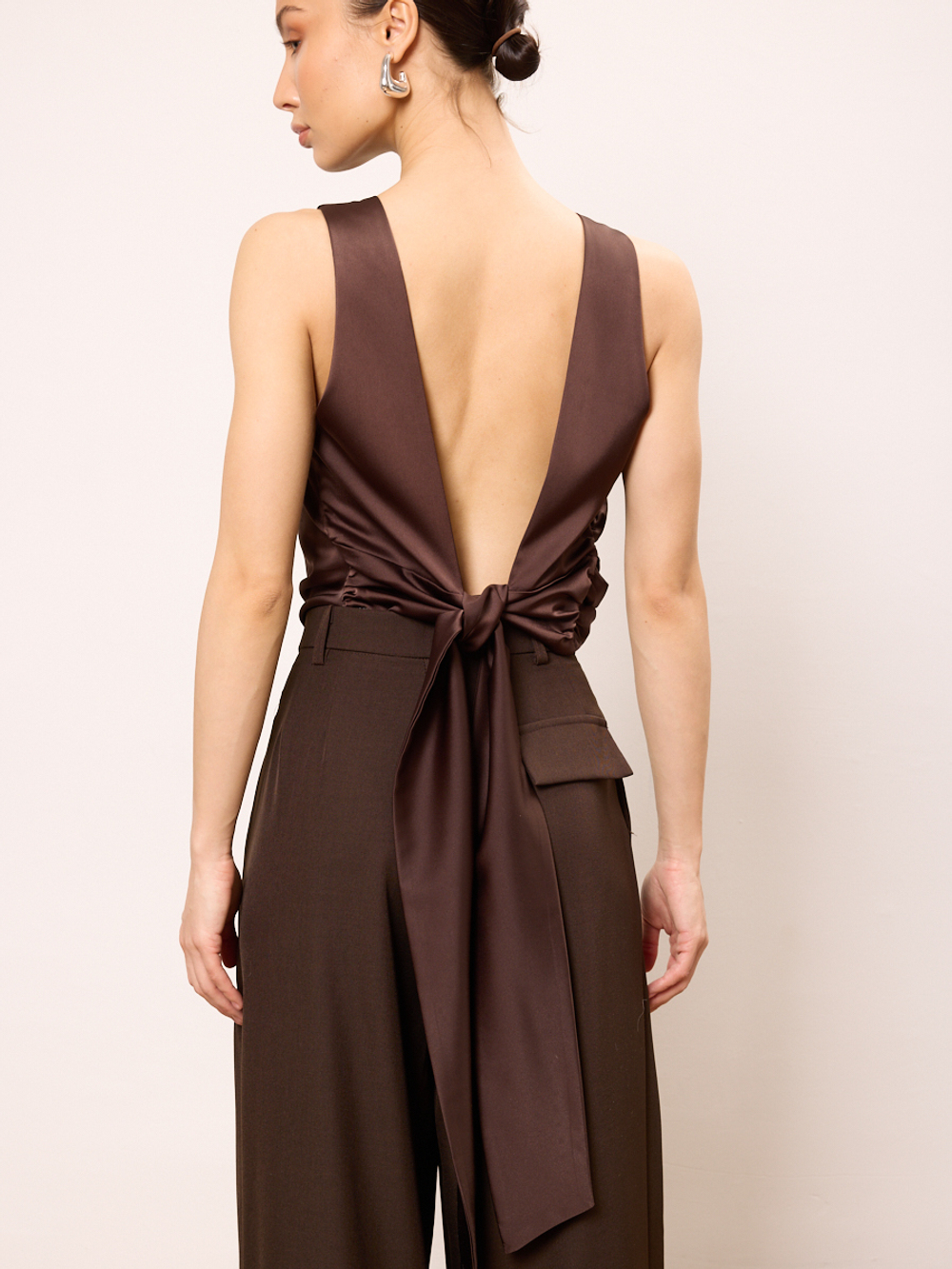 Топ блуза вечерний атласный с открытой спиной