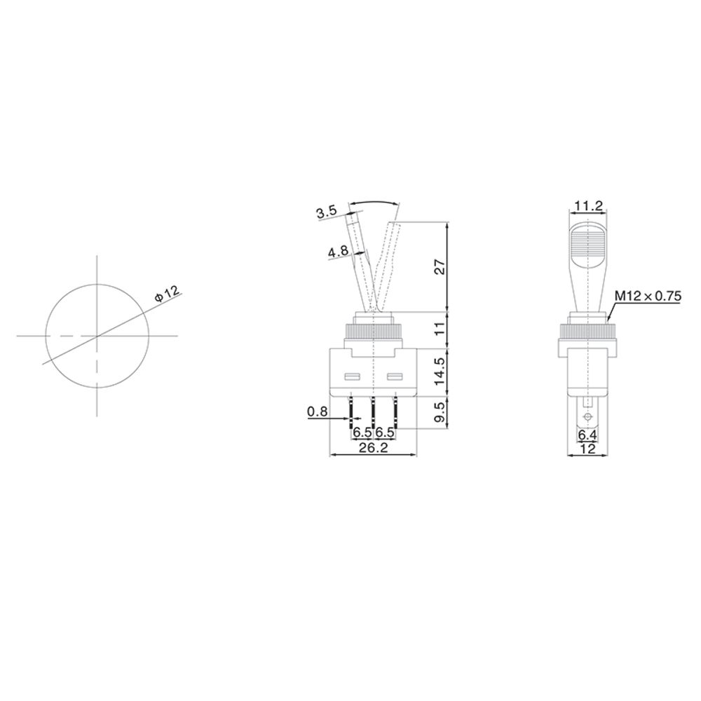 Тумблер 12В 20А (3c) вкл-выкл однополюсный с синей подсветкой (ASW-13D) REXANT
