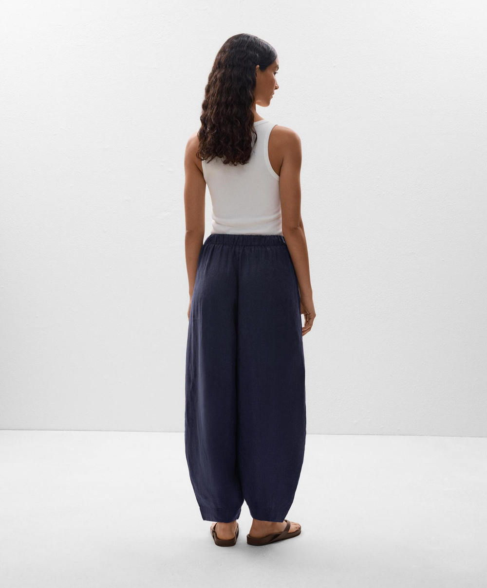 OYSHO Брюки-шаровары из 100% льна, темно-синий