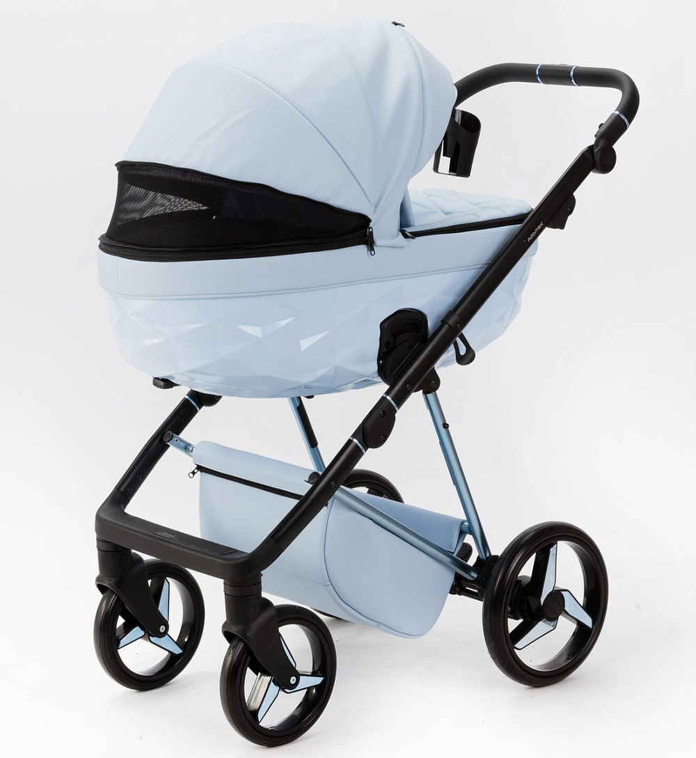 Детская коляска Adamex Quantum Superstar Deluxe 2 в 1 Q-STAR135-K (ГОЛУБ.КОЖА+ГОЛУБ.ДНО+ГОЛУБ.РАМА)