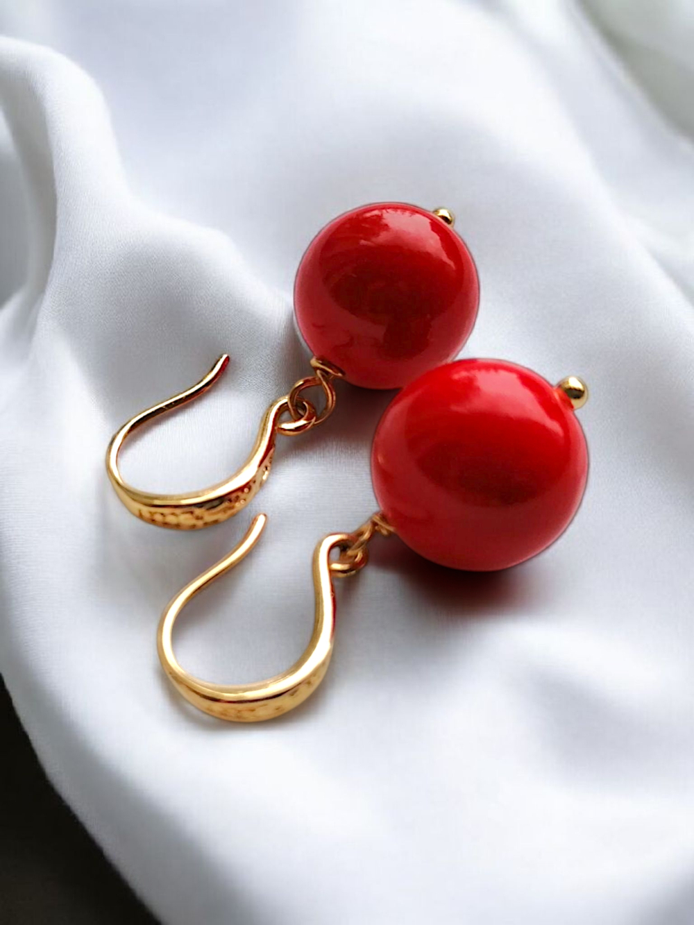 Серьги с натуральным красным кораллом