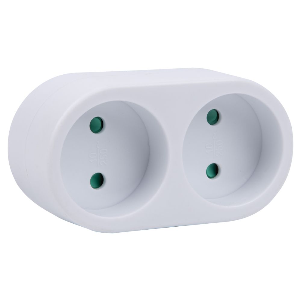 S-ES2-16O WHITE Разветвитель сетевой. б-з. 2 гнезда. 16А. 3500Вт. Белый. ТМ Uniel