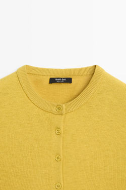 Massimo Dutti Кардиган из шерсти с короткими рукавами, лаймовый