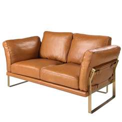 Двухместный диван Angel Cerda 6229 из кожи цвета Camel