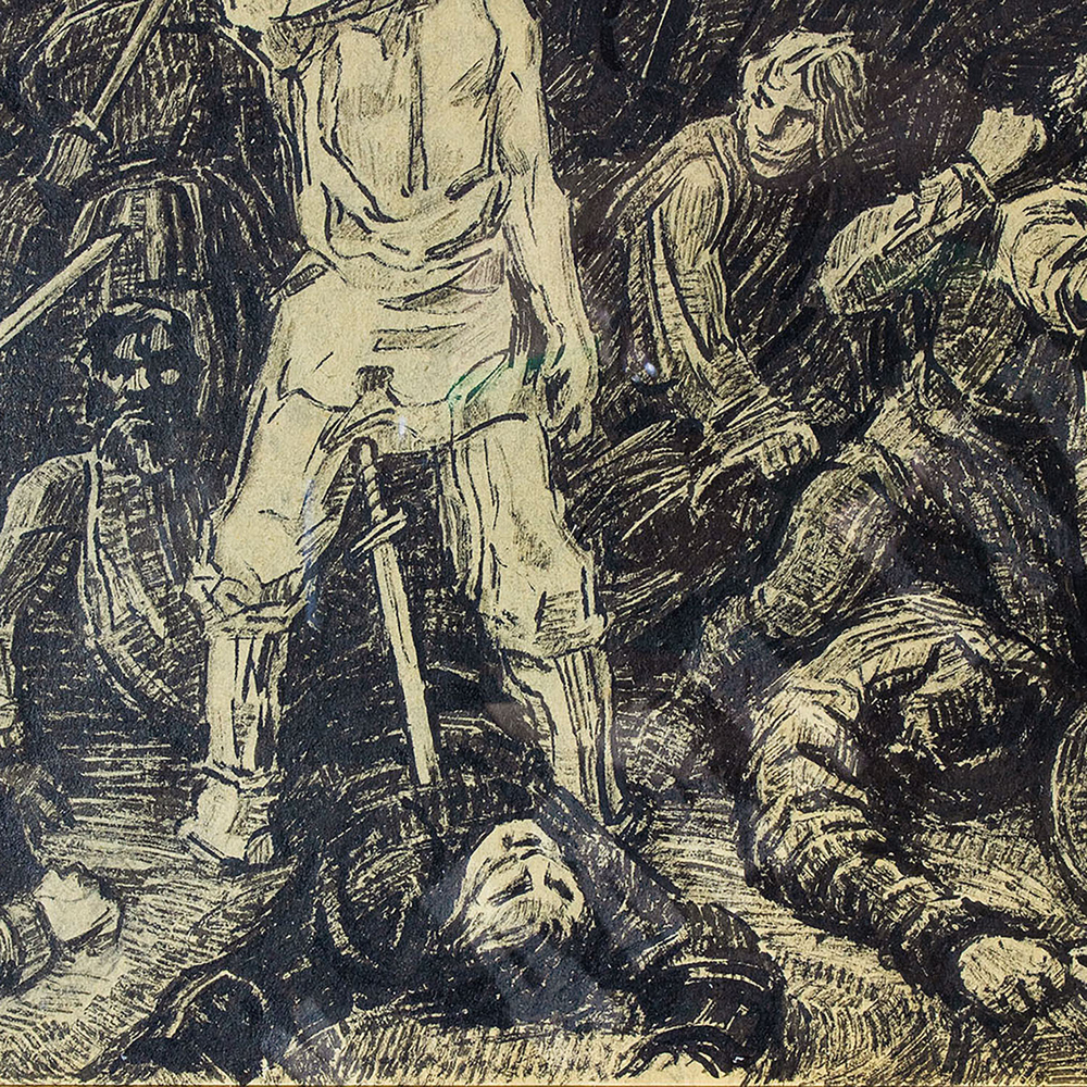 Лавров П. И. Из серии «Нашествие на Русь». Бумага, тушь. СССР. 1956 г.