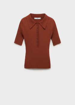 Джемпер в рубчик с воротником поло