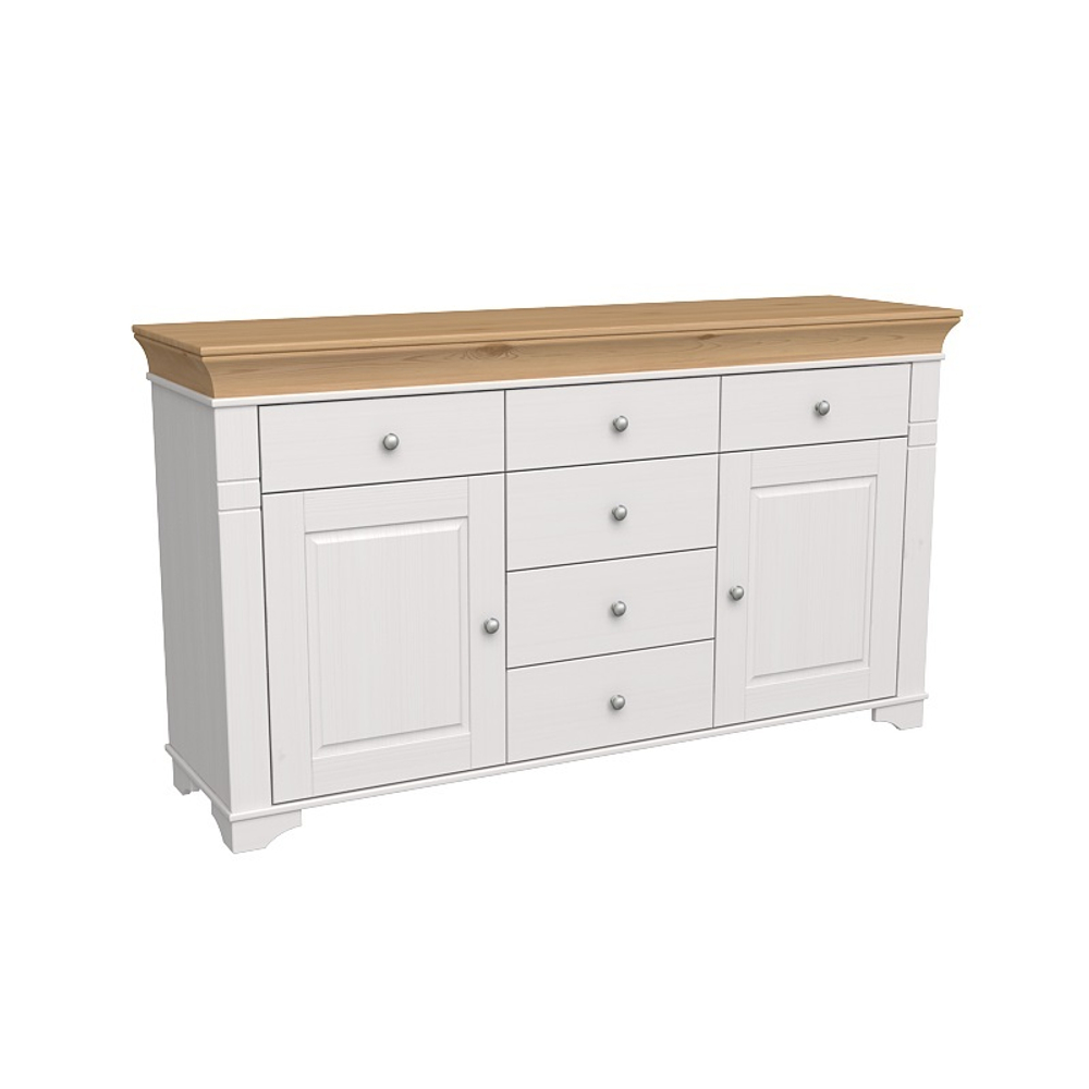 Комод «Бейли» с 2 дверками и 6 ящиками белый воск/антик