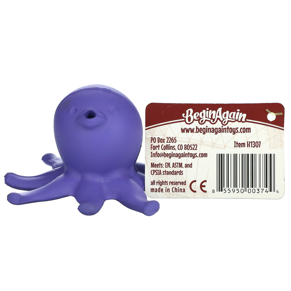 Begin Again Toys, Bathtub Pals, игрушка для ванны из натурального каучука, для детей от 2 месяцев, осьминог, 1 шт.