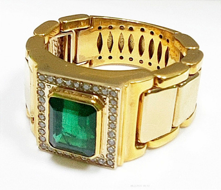 Печатка Эстерелла золото 750, изумруд, бриллианты