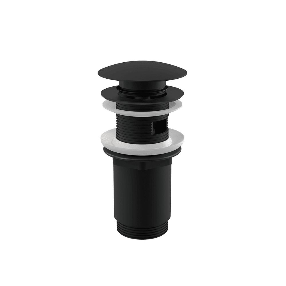 A392 BLACK Донный клапан сифона для умыв. click/clack 5/4, ц-мет. с переливом и большой загл черный