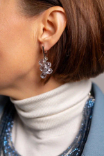 Серьги "Деора" светлый серо-голубой чешский хрусталь, оттенок серебро