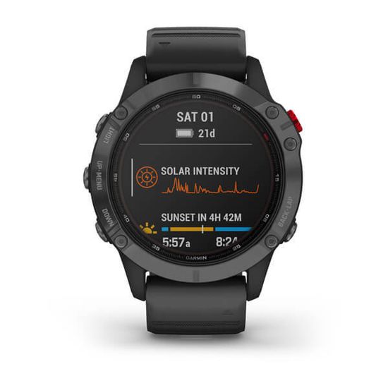 Мультиспортивные часы Garmin Fenix 6 Pro Solar- серые с черным ремешком 010-02410-15