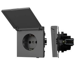 Механизм розетки влагозащищённый SCT-TENDO-MCP-SFPL-GR (230V, 16A) (Arlight, Матовый графитовый) 054601