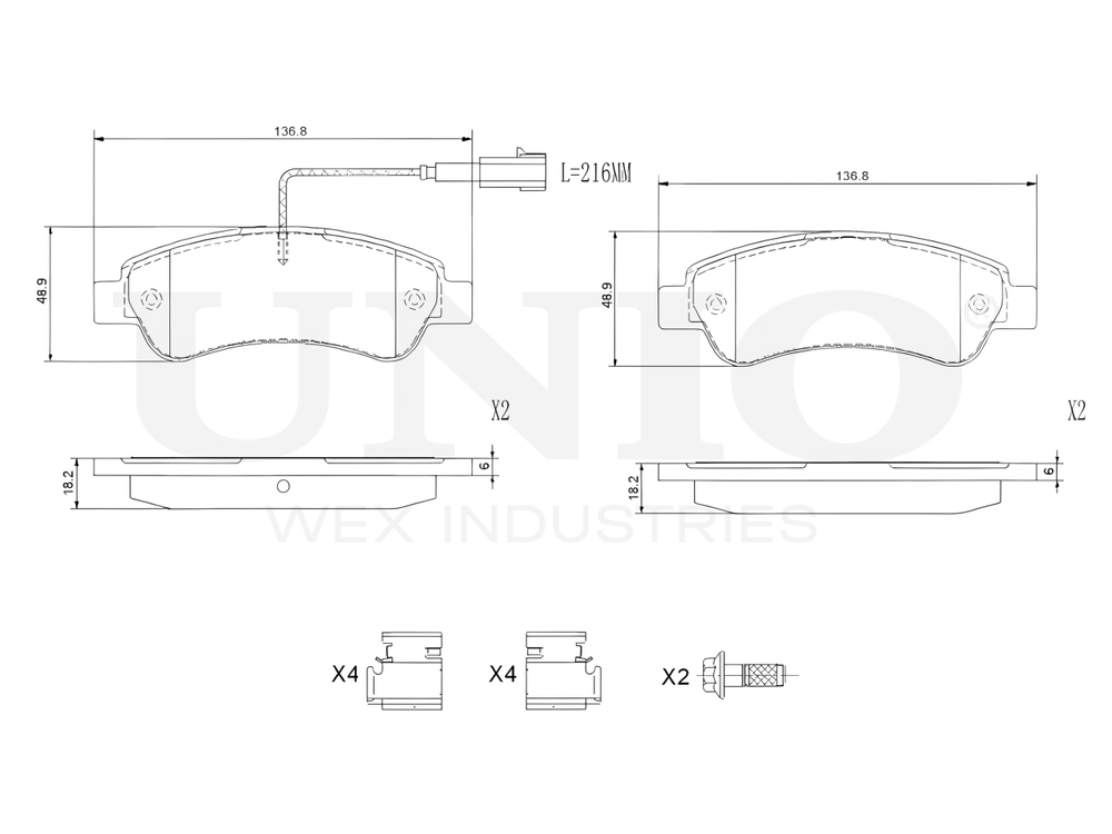 Колодки тормозные диск. задние с датчиком UNIO BRP-20174