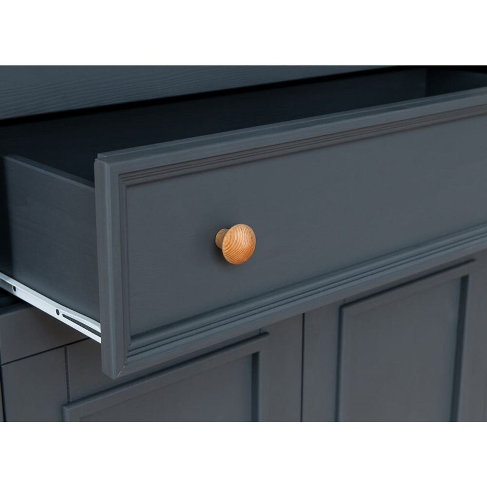 Шкаф для посуды «Форест» широкий 4 двери 1 ящик серый 7012/бейц-масло