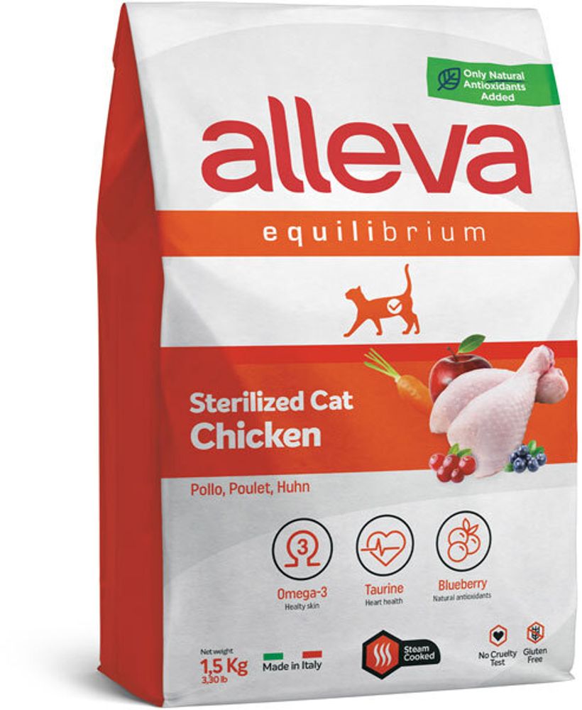 Alleva Equilibrium Cat Sterilized Chicken курица, сухой (1,5 кг)