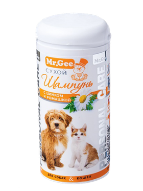Mr.Gee Personal Care сухой шампунь для кошек и собак, с ромашкой и цинком, 95мл.