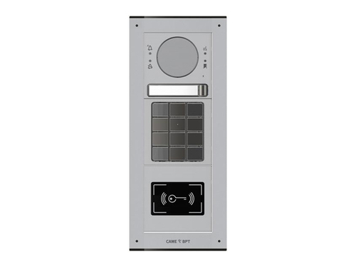 Вызывная IP-аудиопанель MTM с 1 кнопкой, кодонаборной клавиатурой и считывателем, 3 модуля, цвет серый