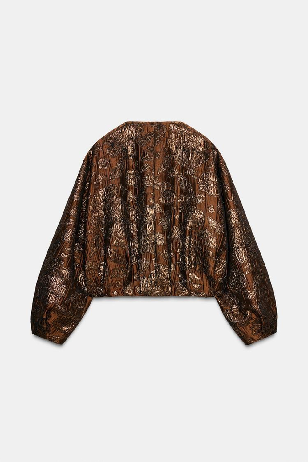 ZARA БОМБЕР ИЗ ЖАККАРДА С БЛЕСКОМ, ОХРА