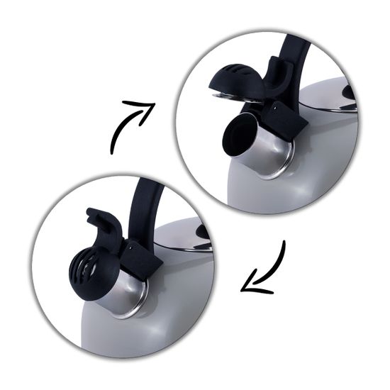 Чайник 2,5 л из нержавеющей стали со свистком Kamille KM-0679 и черной бакелитовой ручкой