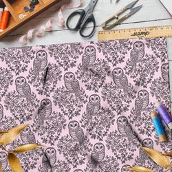 Ткань оксфорд 600 резные эскизы сов на ветках