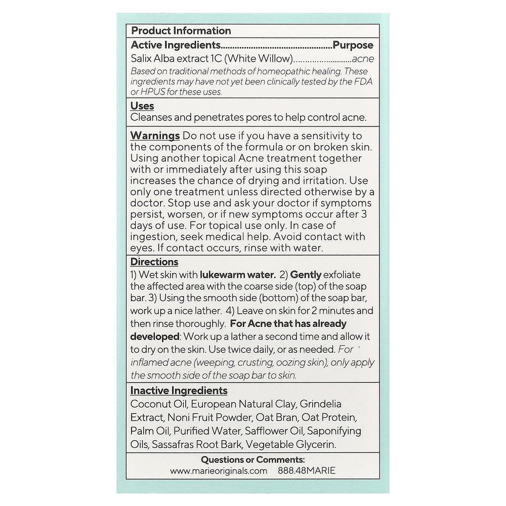 Marie Originals, Биоактивное мыло от акне, 82 г (2,9 унции)