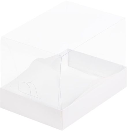 Коробка для половинки рулета с прозрачным куполом белая 17х12х12 см