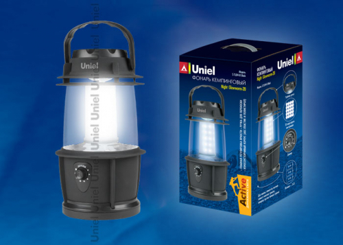 S-TL014-B Black Фонарь Uniel серии Стандарт «Night Glowworm-20», прорезиненный корпус, 20 LED, упаковка — картонный короб, 3хD н/к, цвет - черный