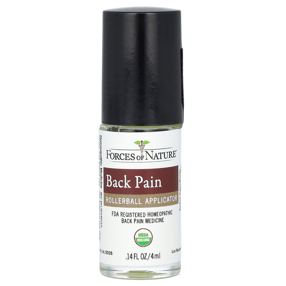 Forces of Nature, от боли в спине, органическое растительное средство, 4 мл (0,14 жидк. унции)