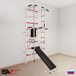 Шведская стенка Sv Sport 508 (Турник стандарт/Брусья/Стойка/Скамья/Канат/Кольца/Лестница)